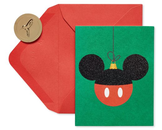 Mickey Mouse Holiday Ornament Christmas Cards Boxed 20-Count